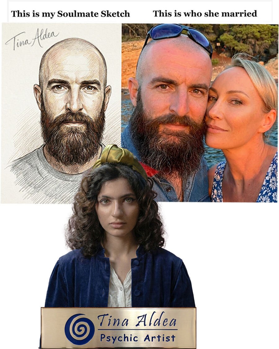 This is my Soulmate Sketch — This is who she married — Tina Aldea Psychic Artist